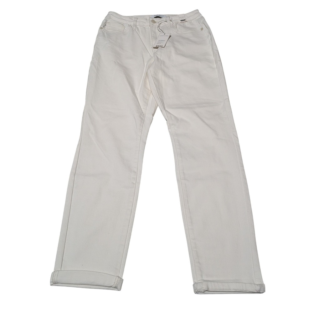 Judy Blue Jeans Women 7/28 White Boyfriend Fit High Waist Stretch Denim NWT